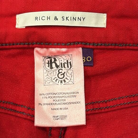 NWT Rich & Skinny Women's Low Rise Skinny Jean Red Size 30 - Picture 6 of 8